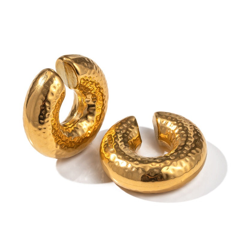 Chunky Gold Hoop and Ear Cuffs Earrings for Women
