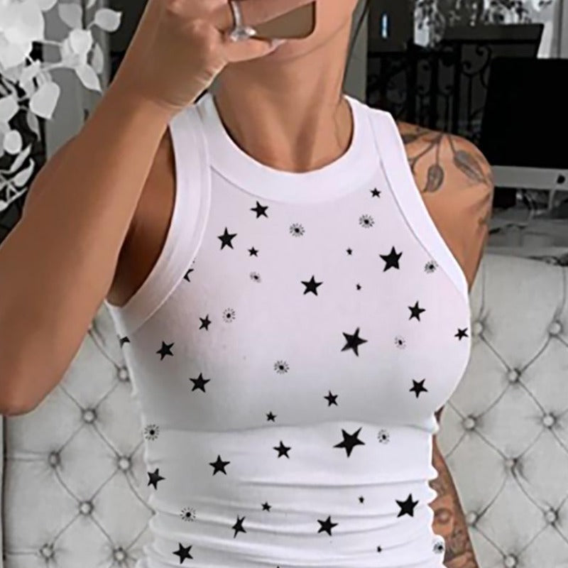 Women Tank Top with Sexy Round Neck