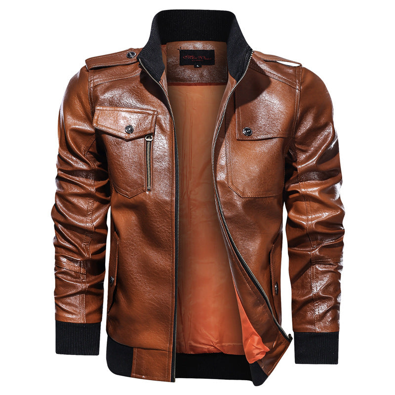 Motorcycle Thermal Leather Jacket Winter Men