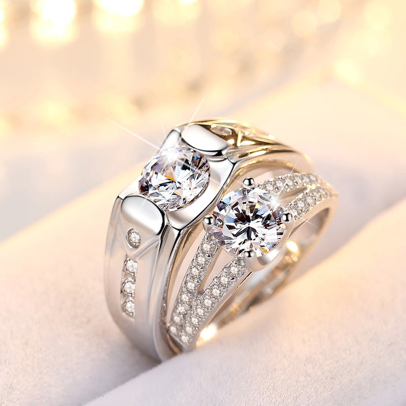 Diamond Romantic Plated Pair Rings for Women