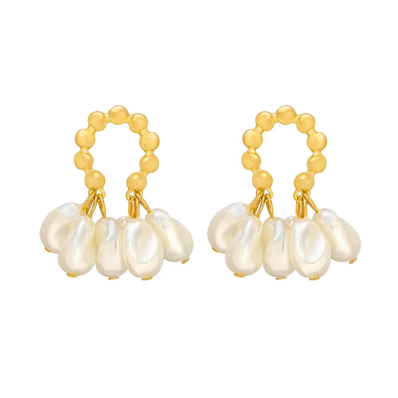 Natural White Freshwater Pearl Stud Earrings for Women