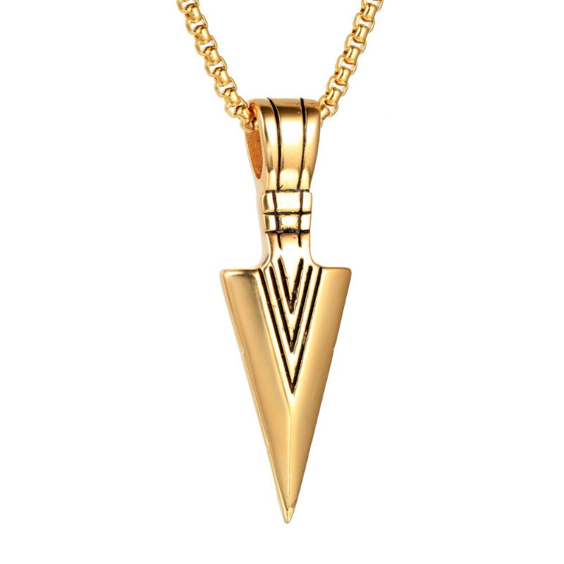 Arrow Titanium Steel Triangle Pendant Necklace for Men