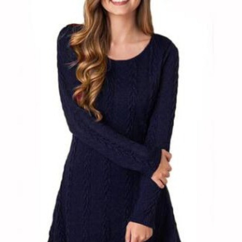 Merokeety Women’s V Neck Cable Knit Sweater Dress Long