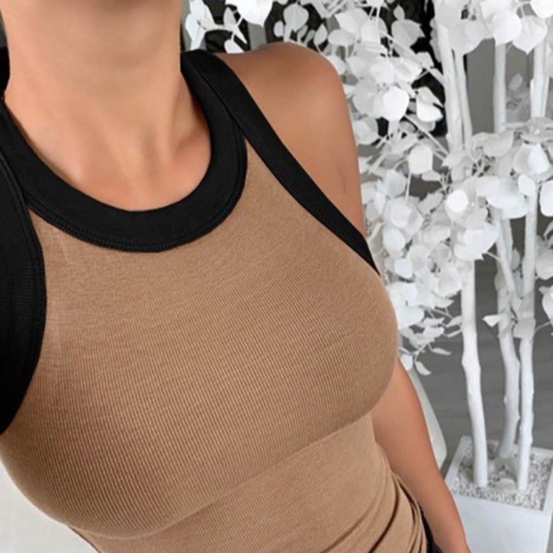 Women Tank Top with Sexy Round Neck