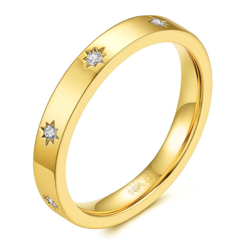 4mm Stainless Steel Classic Plain Star Wedding Ring Women