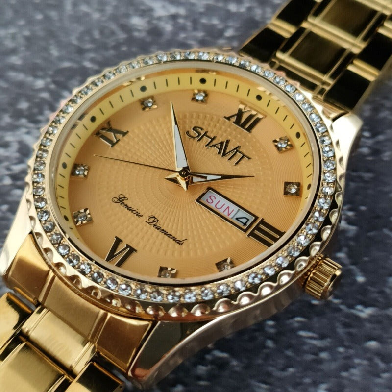 Gold Men's Luxury Stainless Steel Quartz Analog Classic Watch