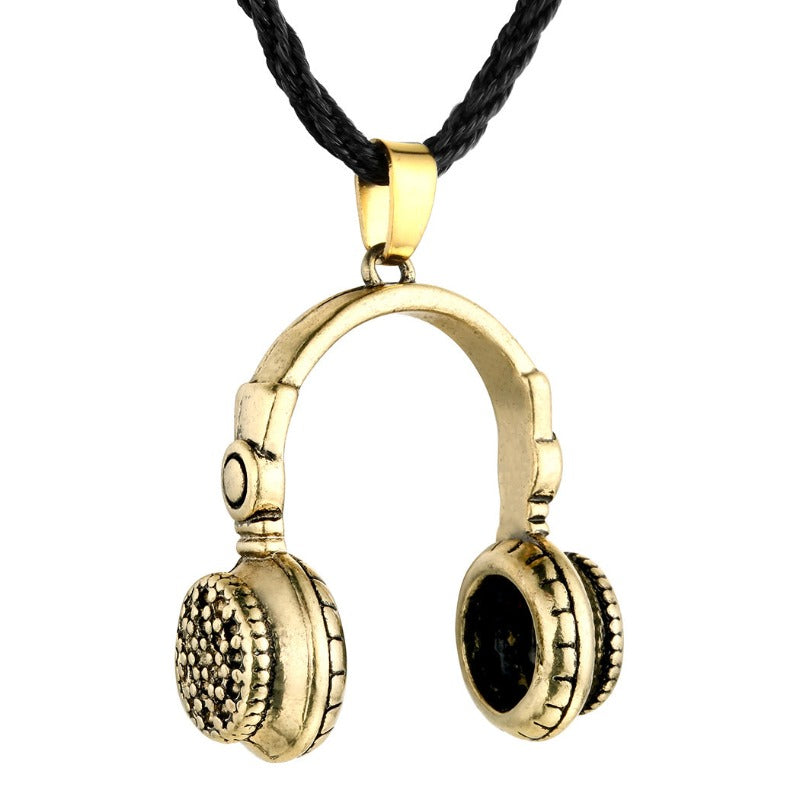 Stainless Steel Headphone Pendant Necklace for Men