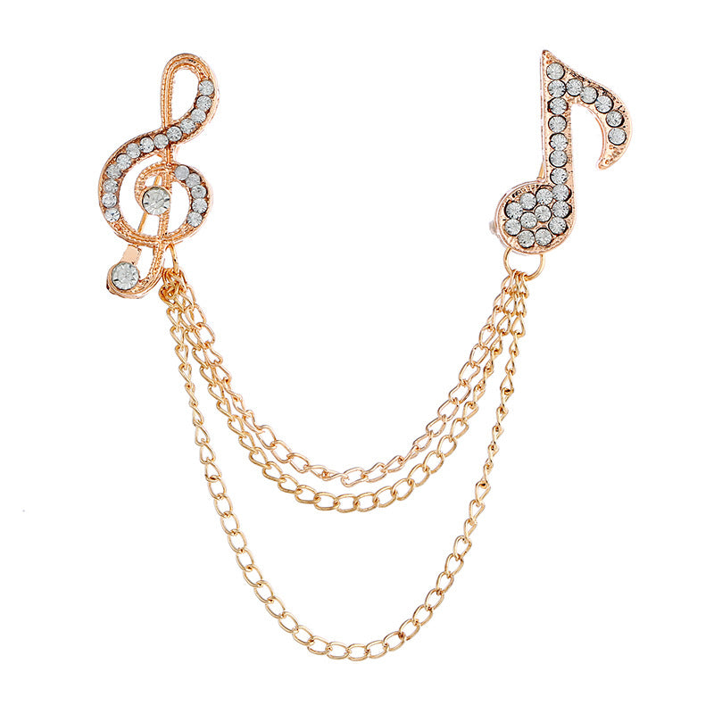 Elegant suit accessories musical notes brooch men and women tassel chain