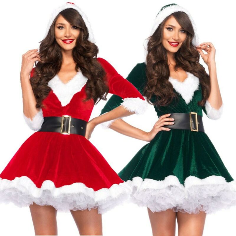 Women's Christmas Dress Sexy Santa Claus Hoodie