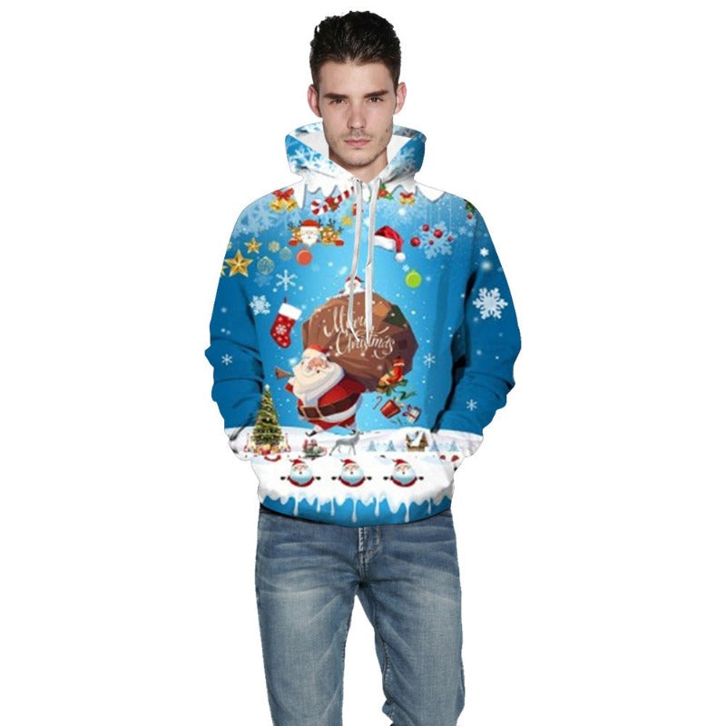 Christmas clothing 3d digital printing pullover hoodie
