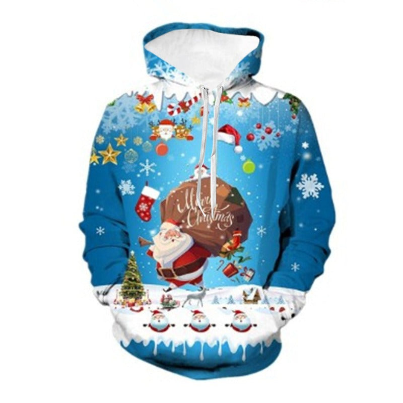 Christmas clothing 3d digital printing pullover hoodie