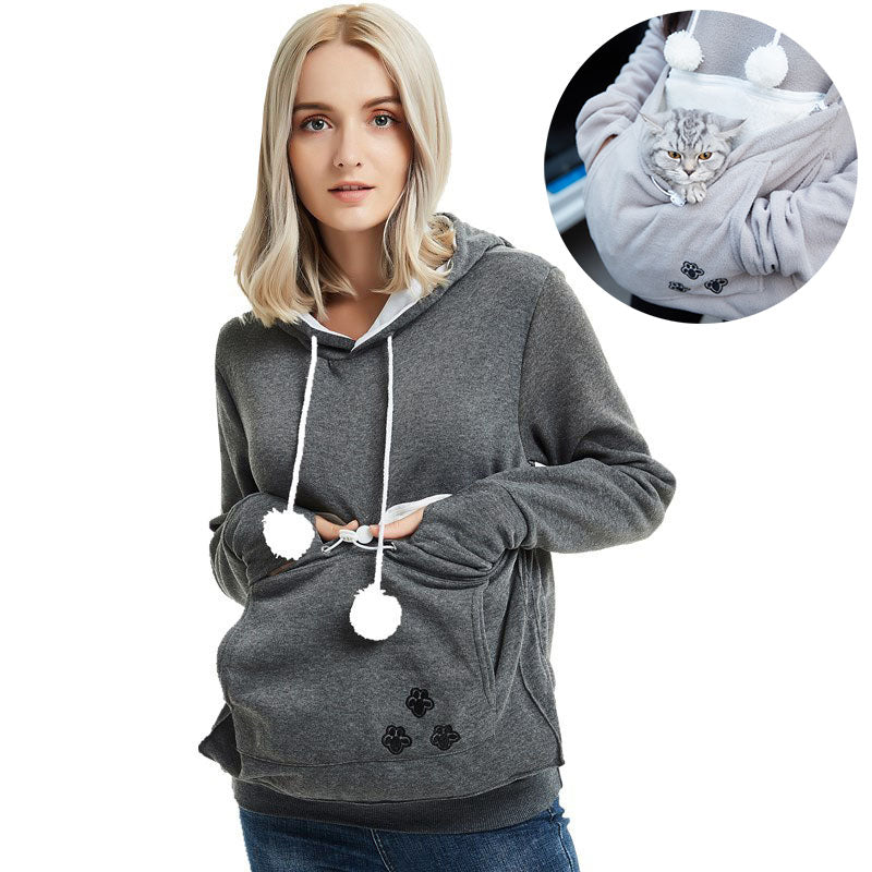 Girls Cute Hoodies Pullover Sweatshirts With Pet Pocket For Cat