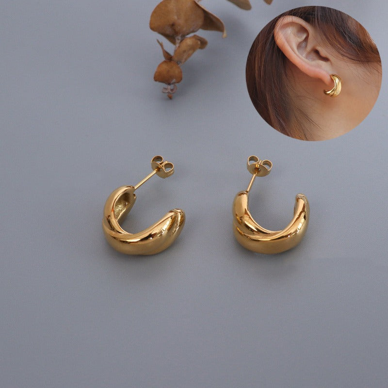 Chunky Gold Lightweight Thick Tube Hoops Earrings for Women