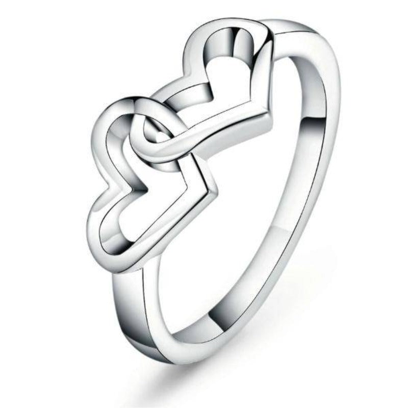 Lgsy 925 Sterling Silver Double Heart Rings for Women