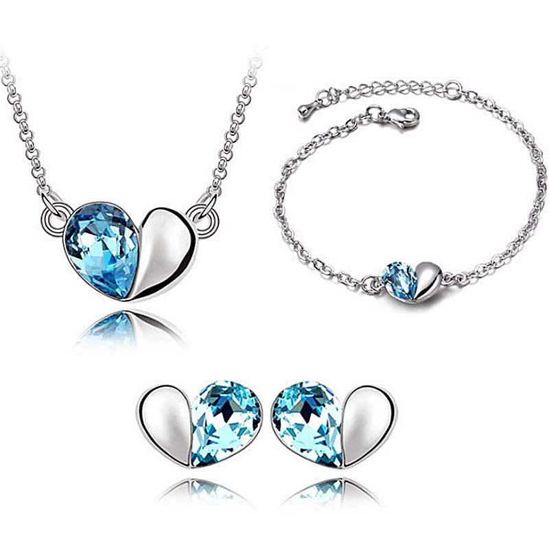 Crystal Heart Jewelry Set For Girls