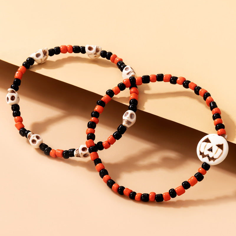 Halloween Day Skull Color Rice Beads Bracelet for Women