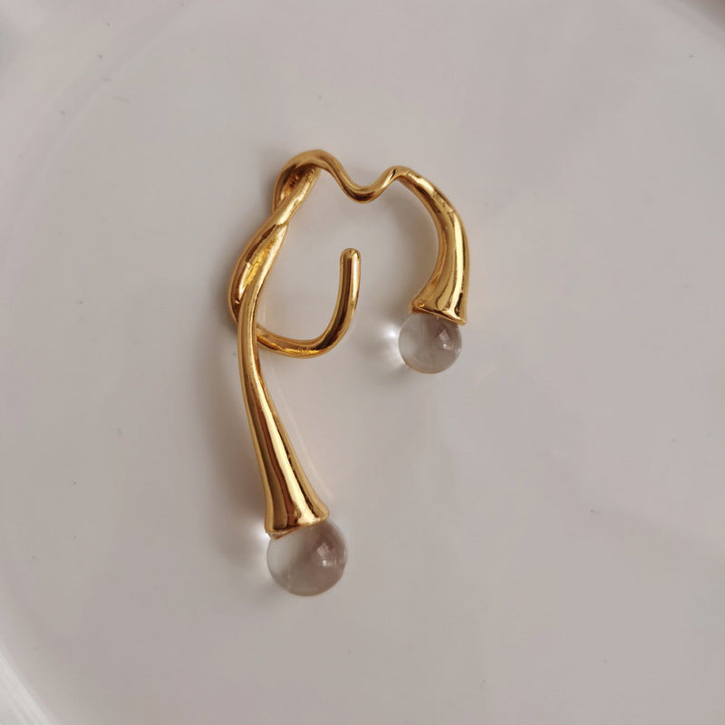 Irregular Pearl Ear Cuff Gold Climber Earring for Women
