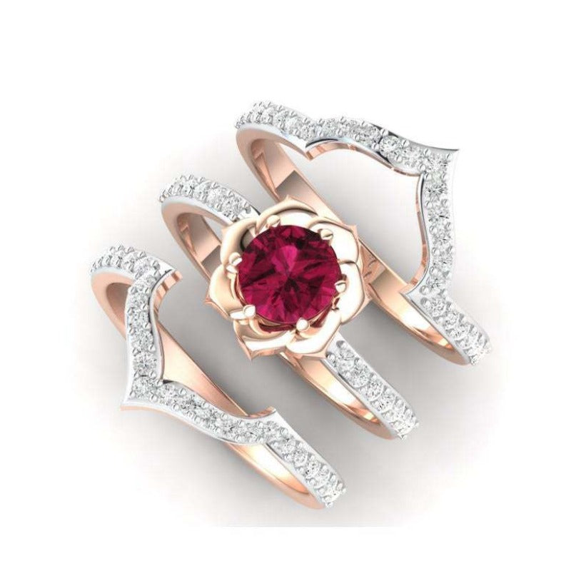 Ladies Flower Rose Crystal Rings for Women