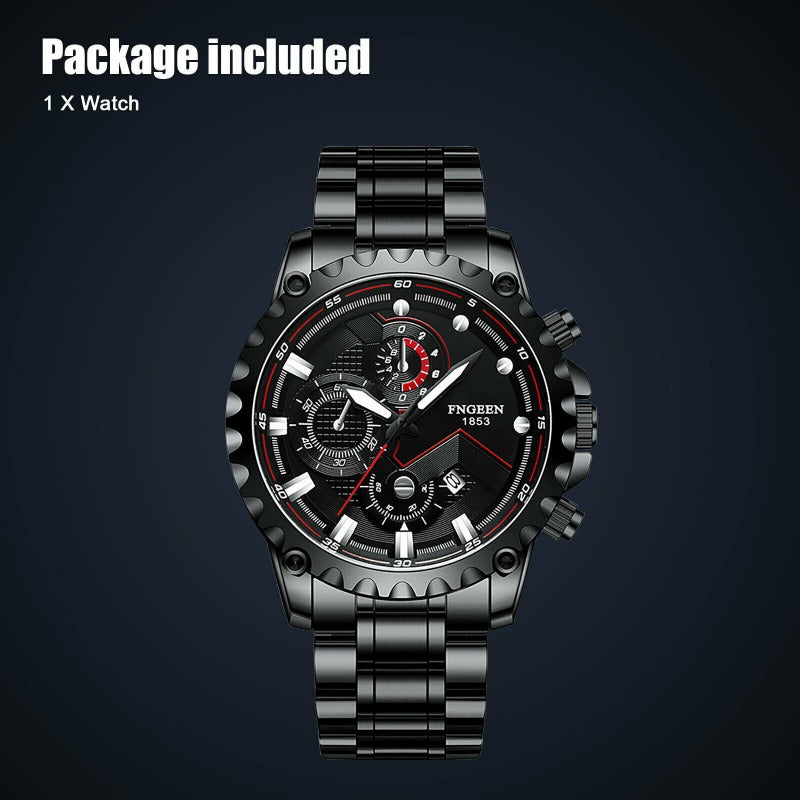 Waterproof Classic Stainless Steel Quartz Luminous Luxury Wristwatch for Men's