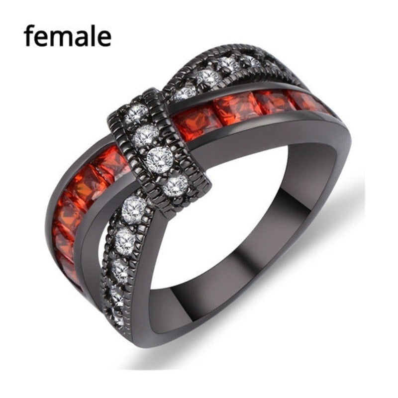 Black Gold Cross Wedding Ring for Men and Women