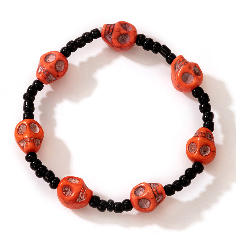 Halloween Day Skull Color Rice Beads Bracelet for Women