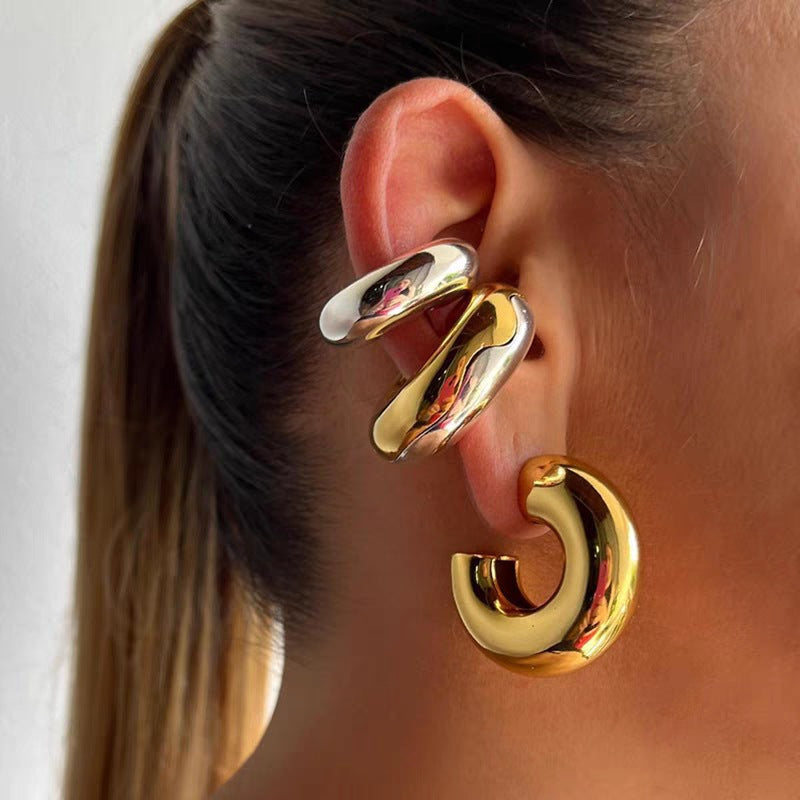 Bold Round Chunky Ear Cuff Clip Earrings for Women