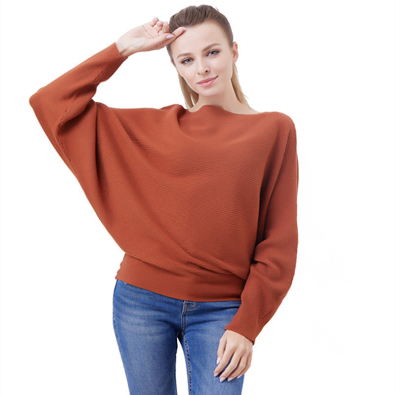 Women’s Batwing Sleeves Knitted Dolman Sweaters Pullovers Tops