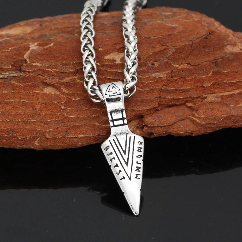 Titanium Steel Pendant Rune Sword Necklace for Men