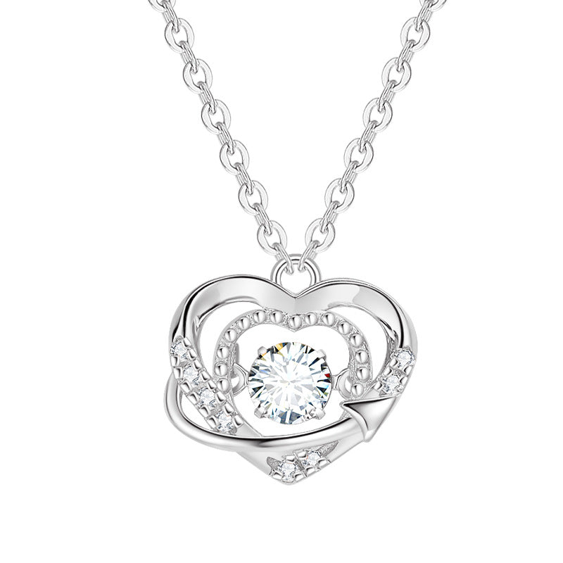 Diamond Heart Pendant White Gold Over With Chain Necklace for Women