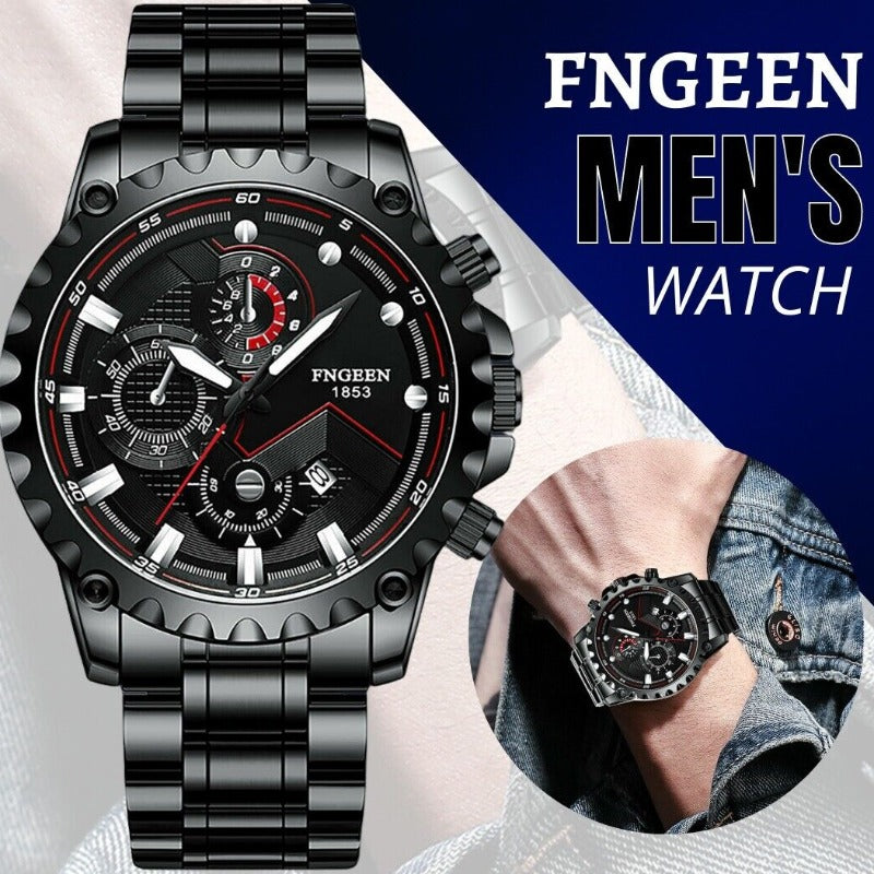 Waterproof Classic Stainless Steel Quartz Luminous Luxury Wristwatch for Men's